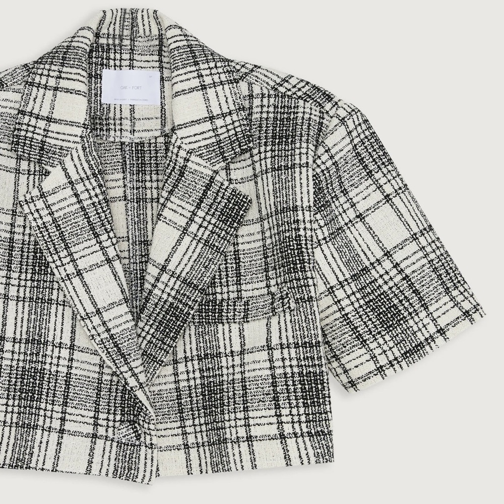 Oak + Fort Cropped Tweed Jacket